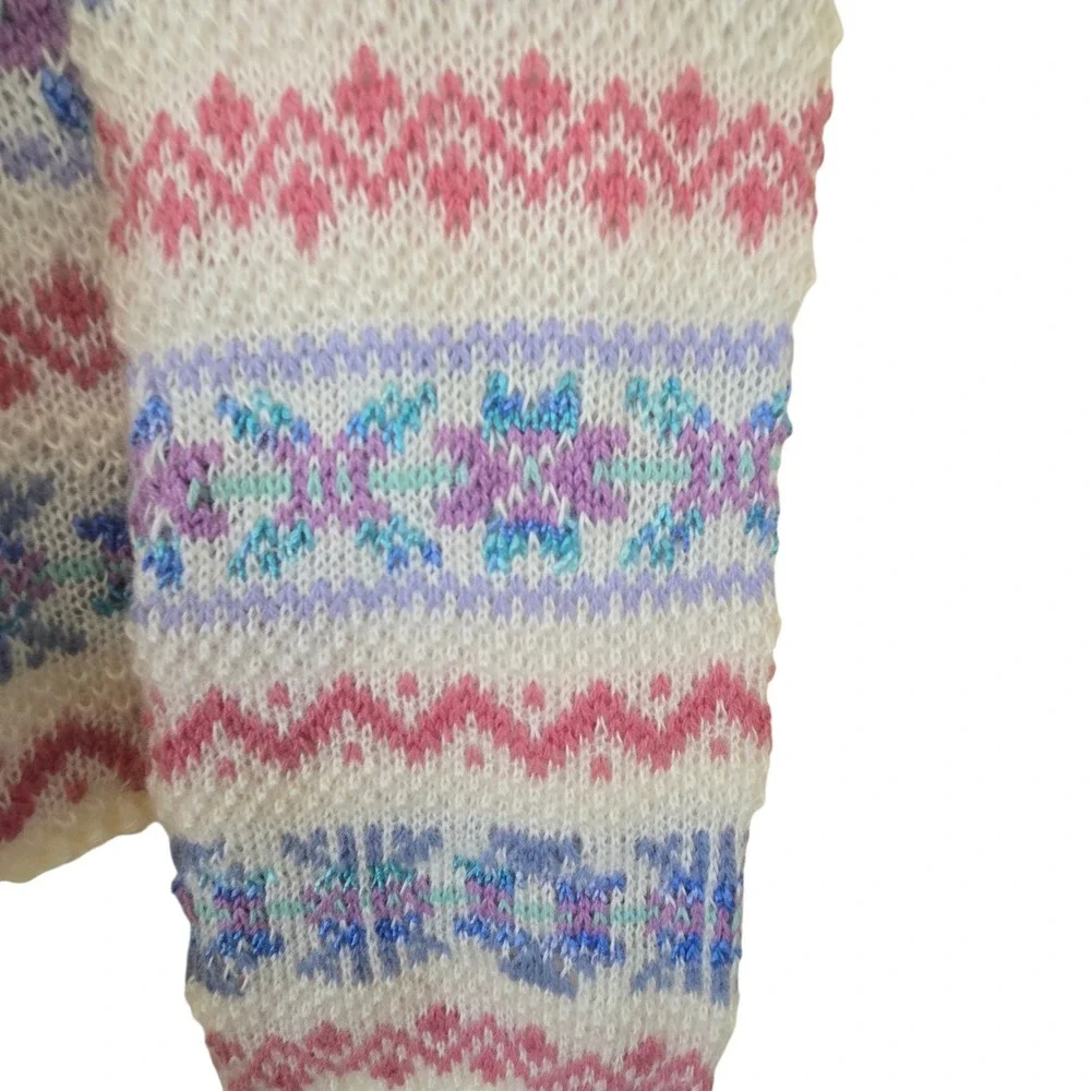 Vintage Hanes Her Way Scarf NWT Fair Isle Knit Pastel Fringe Deadstock